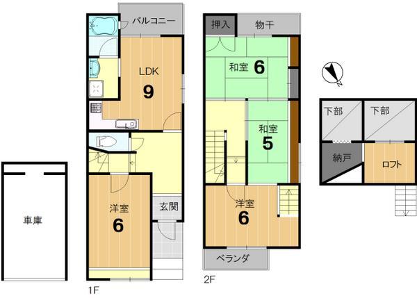 Floor plan. 13.8 million yen, 4LDK, Land area 58 sq m , Building area 98 sq m
