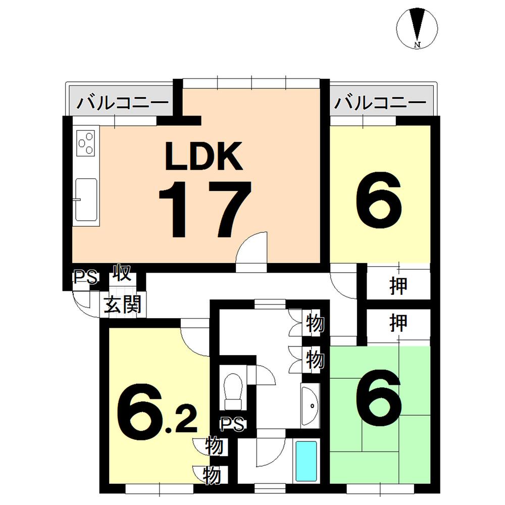 Floor plan. 3LDK, Price 14.8 million yen, Occupied area 85.65 sq m , Balcony area 8.58 sq m