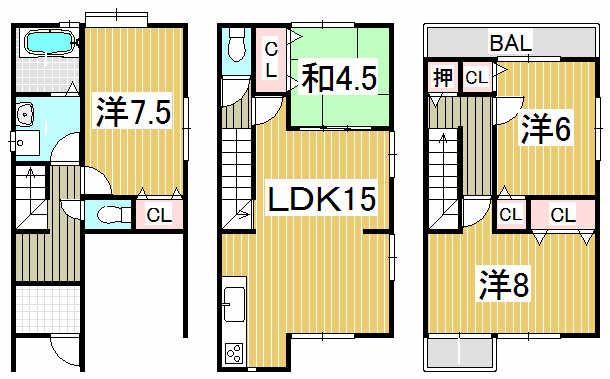 Floor plan. 29,800,000 yen, 3LDK + S (storeroom), Land area 67.85 sq m , Building area 102.35 sq m