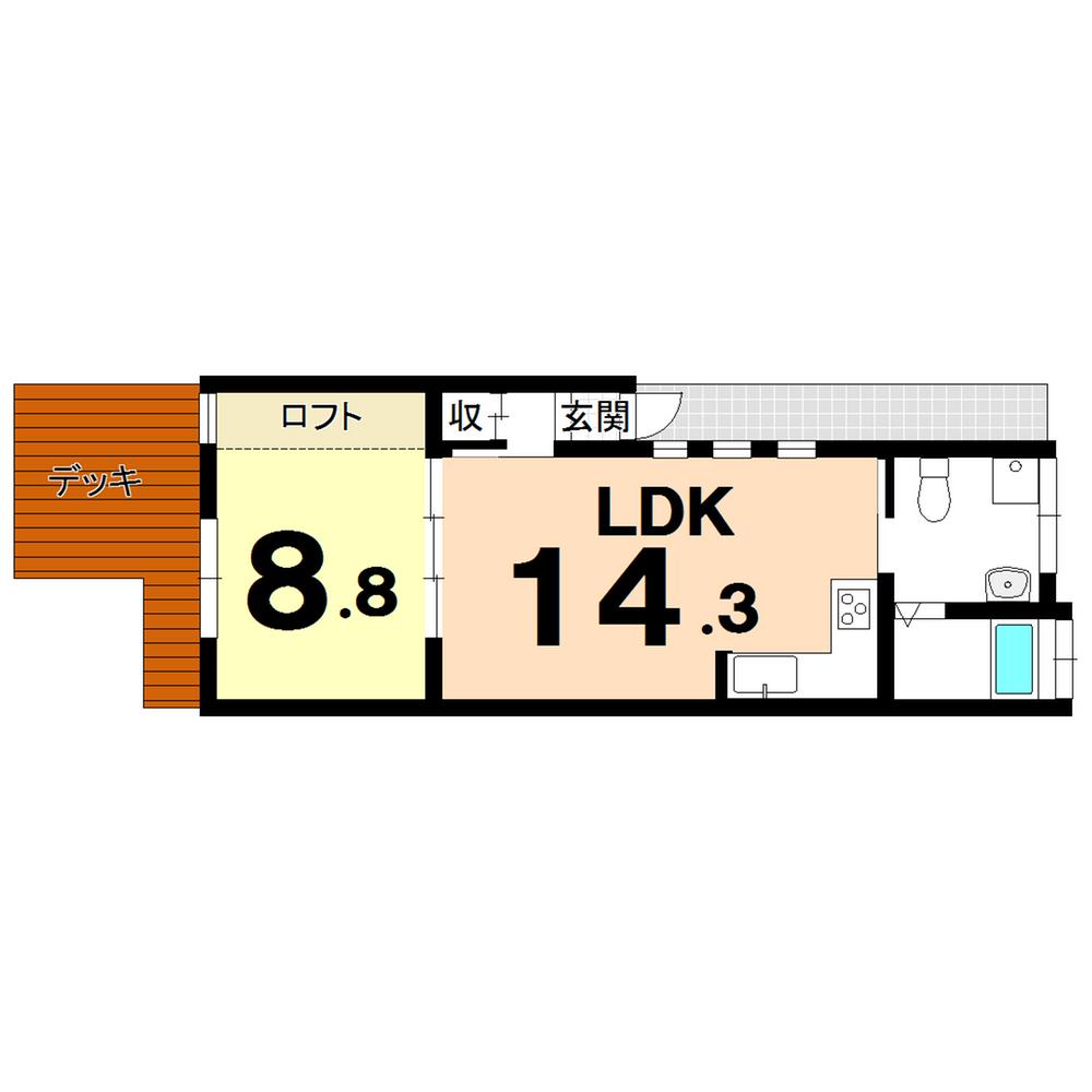 Floor plan. 21,800,000 yen, 1LDK, Land area 85.42 sq m , Building area 44.29 sq m