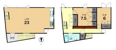 Floor plan. 49,800,000 yen, 2LDK, Land area 141.88 sq m , Building area 88.41 sq m