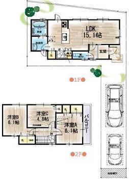 Floor plan. 29.6 million yen, 3LDK, Land area 106.84 sq m , Building area 76.19 sq m