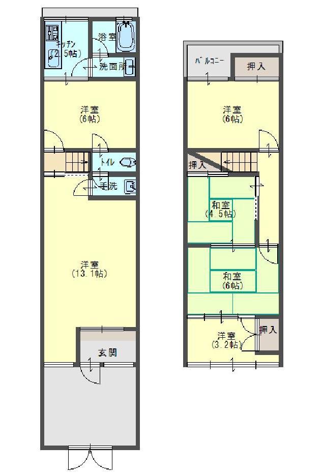 Floor plan. 6.7 million yen, 5K + S (storeroom), Land area 66.26 sq m , Building area 80.07 sq m