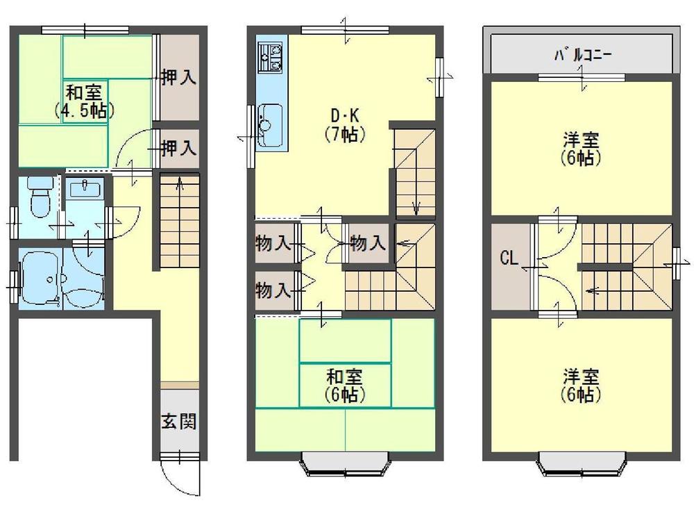 Floor plan. 9.8 million yen, 4DK, Land area 43.3 sq m , Building area 82.78 sq m