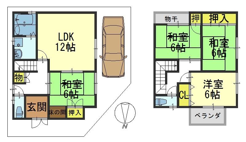 Floor plan. 23.8 million yen, 4LDK, Land area 120.66 sq m , Building area 95.22 sq m spacious 4LDK