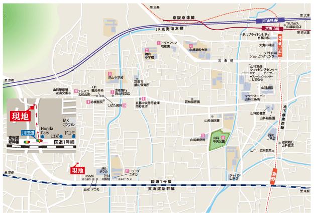 Local guide map. Kyoto Municipal Subway "Tono" bus about 5 minutes from the station, "Kitakazan Kubo town" walk about 4 minutes from the stop