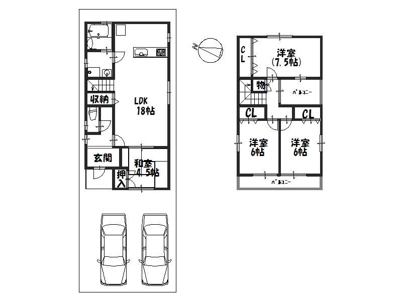 Other building plan example. Building plan example (AB No. land) Building Price    15.3 million yen, Building area 101.85 sq m Additional 1.5 million yen (outside structure, Water contributions, Building construction cost, Ground survey, etc.)