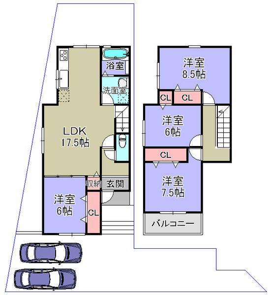Floor plan. 24,800,000 yen, 4LDK, Land area 185.97 sq m , Building area 104.34 sq m