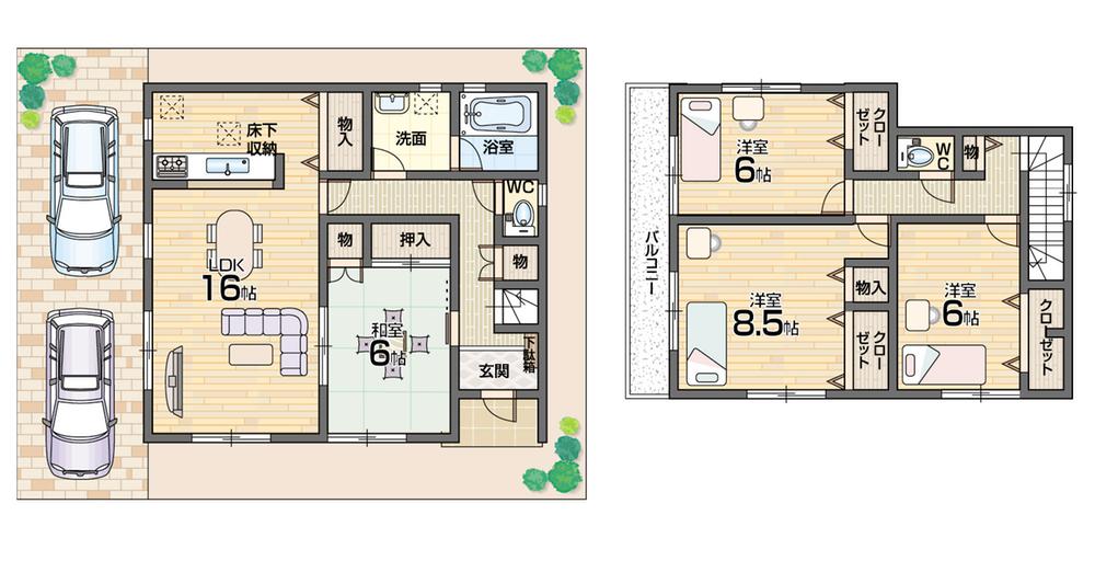 Floor plan. (1 Building), Price 25,900,000 yen, 4LDK, Land area 103.23 sq m , Building area 103.68 sq m