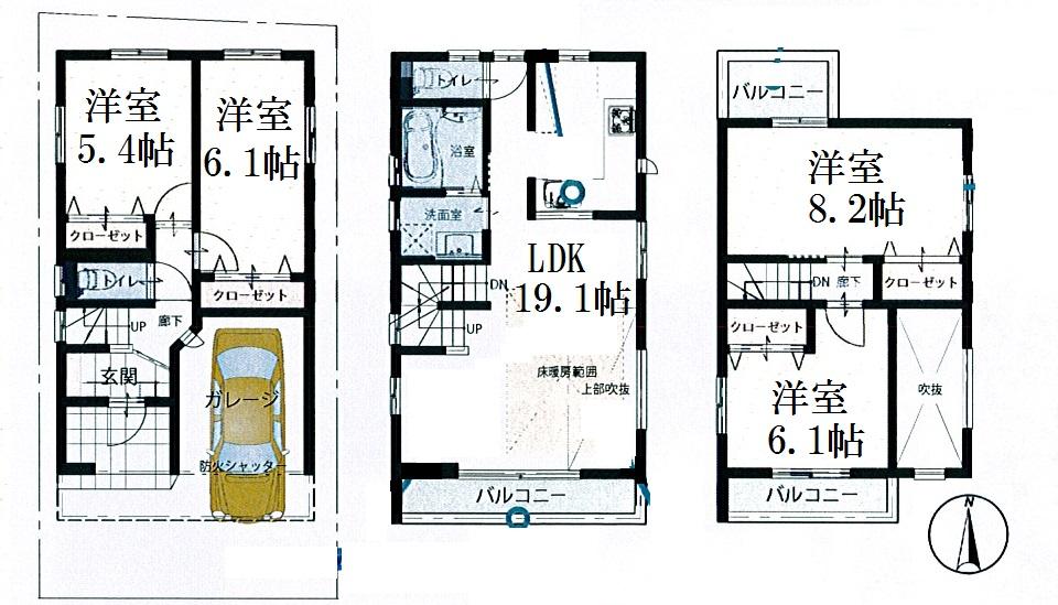 Floor plan. Price 26,800,000 yen, 4LDK, Land area 68.91 sq m , Building area 100 sq m