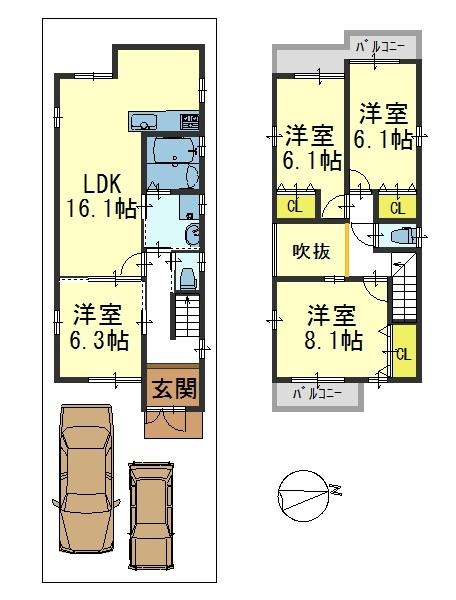 Building plan example (floor plan). Building plan example ( A No. land) Building Price    15,220,000 yen, Building area 95 ・ 84 sq m