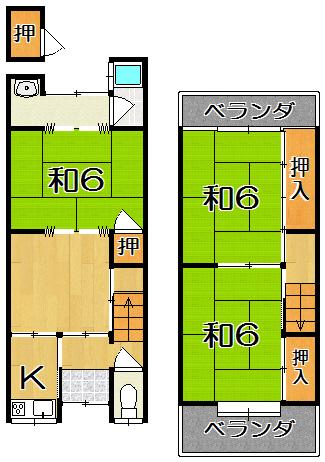 Floor plan. 4.5 million yen, 3DK, Land area 54.38 sq m , Is a floor plan of the building area 53.08 sq m 3K. 