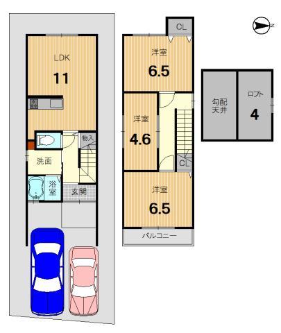 Floor plan. 22,800,000 yen, 3LDK, Land area 66.27 sq m , Building area 67.91 sq m