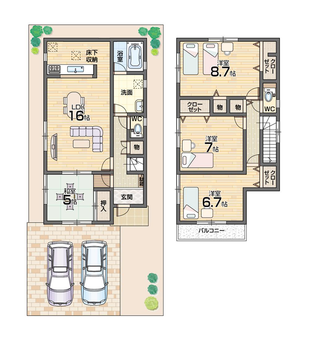 Floor plan. (Building 2), Price 26,900,000 yen, 4LDK, Land area 115.07 sq m , Building area 101.25 sq m