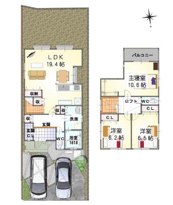 Floor plan. (A No. land), Price 30,800,000 yen, 3LDK, Land area 141.18 sq m , Building area 108.96 sq m