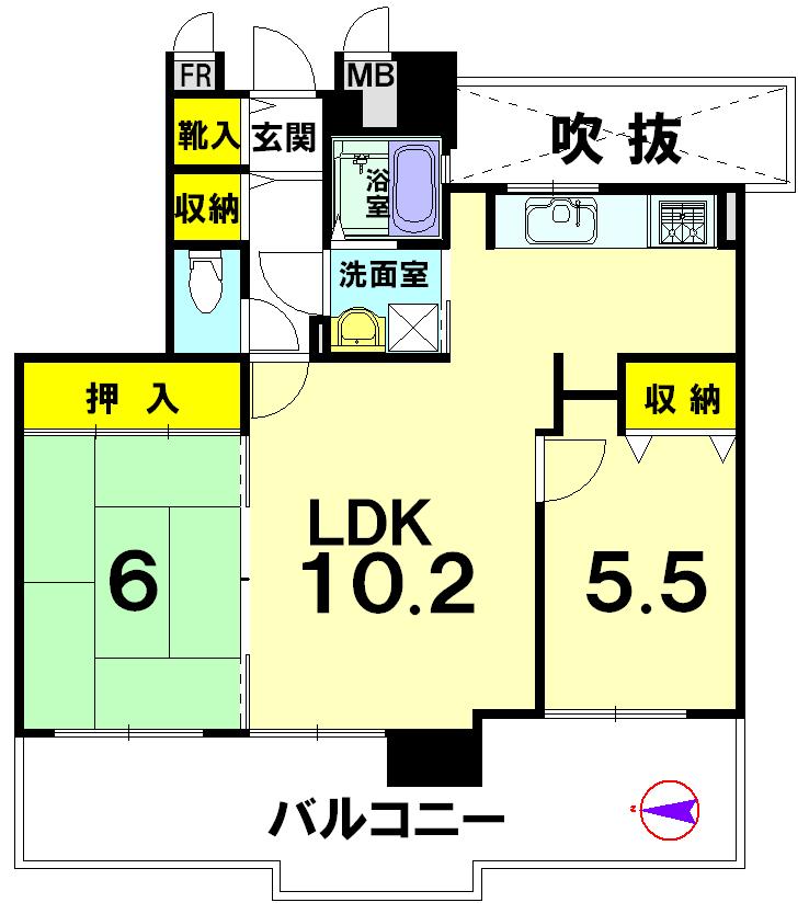 Floor plan. 2LDK, Price 11.3 million yen, Occupied area 59.22 sq m