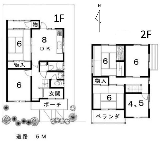 Floor plan. 7.45 million yen, 6DK, Land area 104.96 sq m , Building area 104.9 sq m Japanese-style 3 room Western-style 3 6DK of room