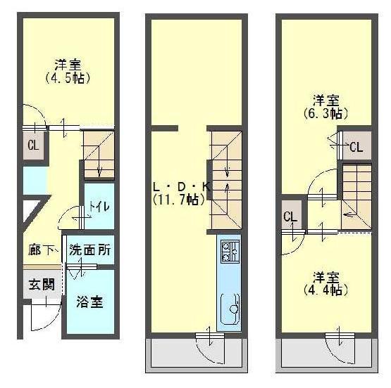 Floor plan. 16.8 million yen, 3LDK, Land area 62.56 sq m , Building area 62.56 sq m