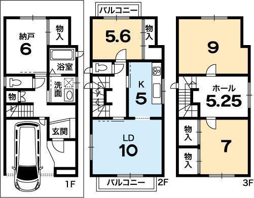 Floor plan. 29,800,000 yen, 3LDK + 2S (storeroom), Land area 74.44 sq m , Building area 133.65 sq m