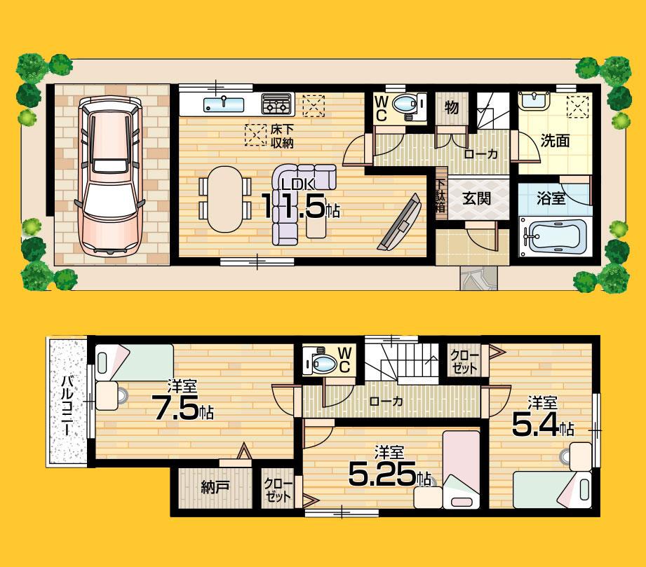 Floor plan. 17 million yen, 3LDK + S (storeroom), Land area 75.91 sq m , Building area 80.73 sq m eastward ・ 3LDK + S