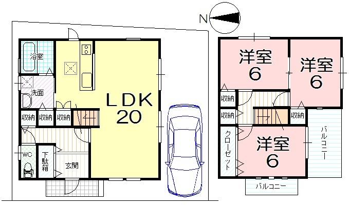 Floor plan. 30,800,000 yen, 3LDK, Land area 92.6 sq m , Building area 90.72 sq m
