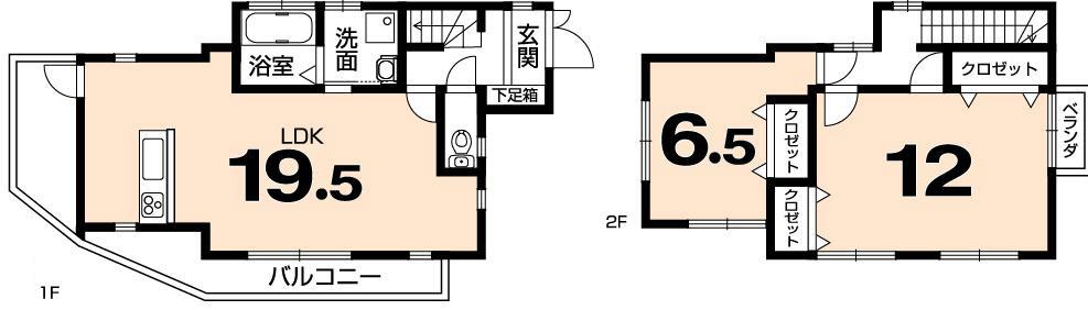 Floor plan. 21,800,000 yen, 2LDK, Land area 80.79 sq m , Building area 87.54 sq m