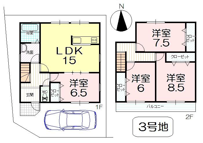 Floor plan. 22,800,000 yen, 4LDK, Land area 95.43 sq m , Building area 102.69 sq m