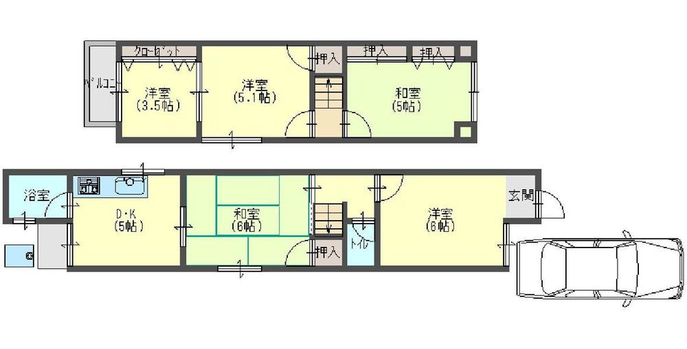 Floor plan. 7 million yen, 5DK, Land area 63.26 sq m , Building area 69.81 sq m
