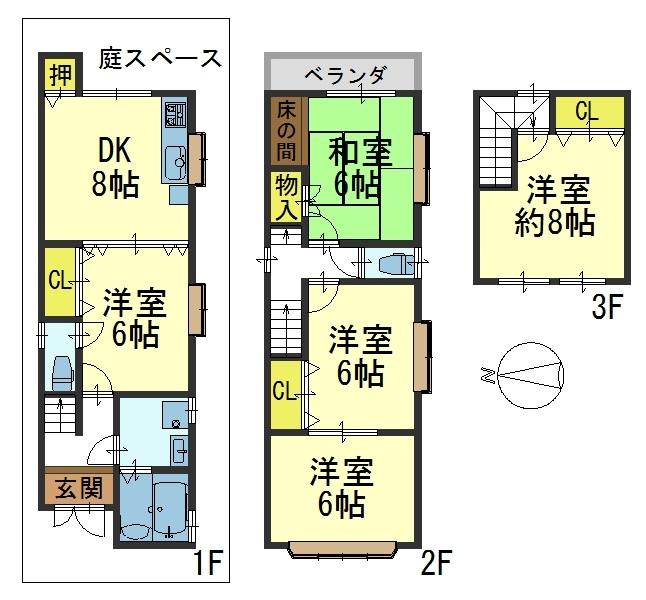 Floor plan. 11.8 million yen, 5DK, Land area 57.39 sq m , Building area 96.39 sq m
