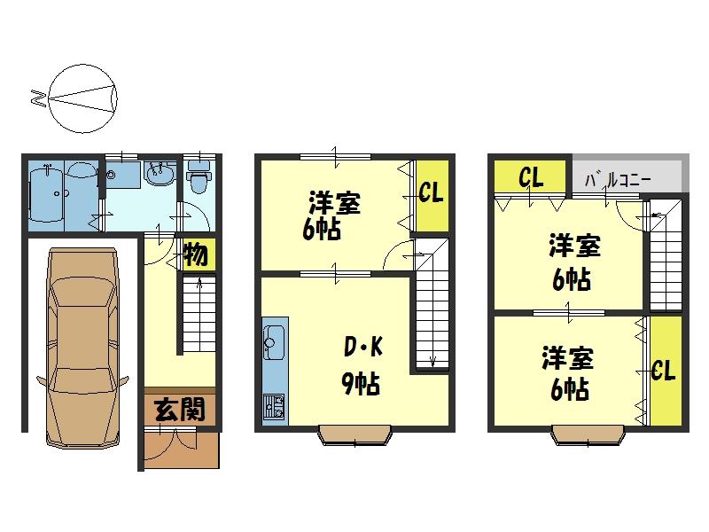 Floor plan. 8.9 million yen, 4DK, Land area 43.66 sq m , Building area 73.68 sq m