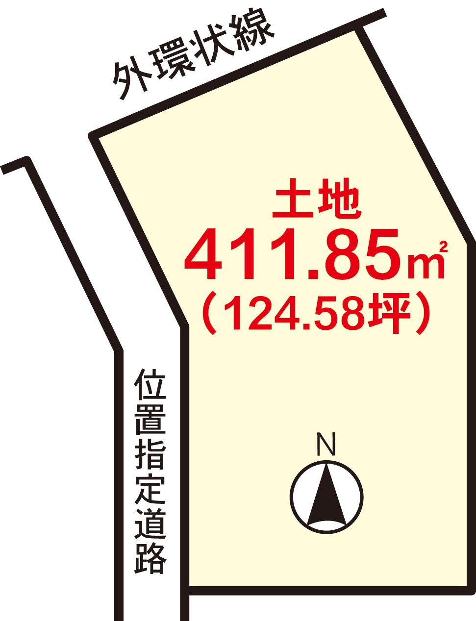 Compartment figure. Land price 125 million yen, Siemens to land area 411.85 sq m outside the loop line, Neighborhood commercial district