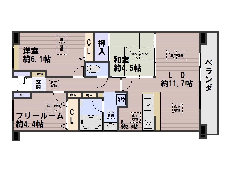 Floor plan. 3LDK, Price 23.8 million yen, Occupied area 67.95 sq m , Balcony area 9.3 sq m