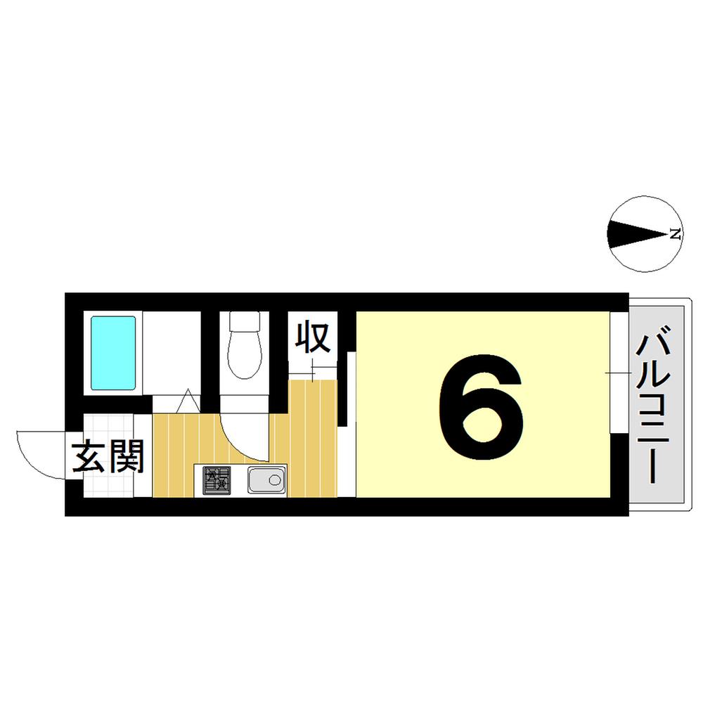 Floor plan. 1K, Price 2.1 million yen, Occupied area 20.27 sq m , Balcony area 2 sq m