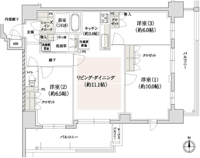 Floor: 3LDK, occupied area: 80.15 sq m, Price: 40,623,000 yen