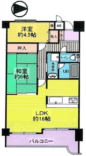 Floor plan. 2LDK, Price 11.9 million yen, Occupied area 63.06 sq m , Balcony area 10.99 sq m