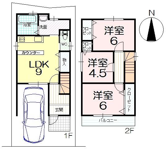 Floor plan. 23 million yen, 3LDK, Land area 59.72 sq m , Building area 69.95 sq m