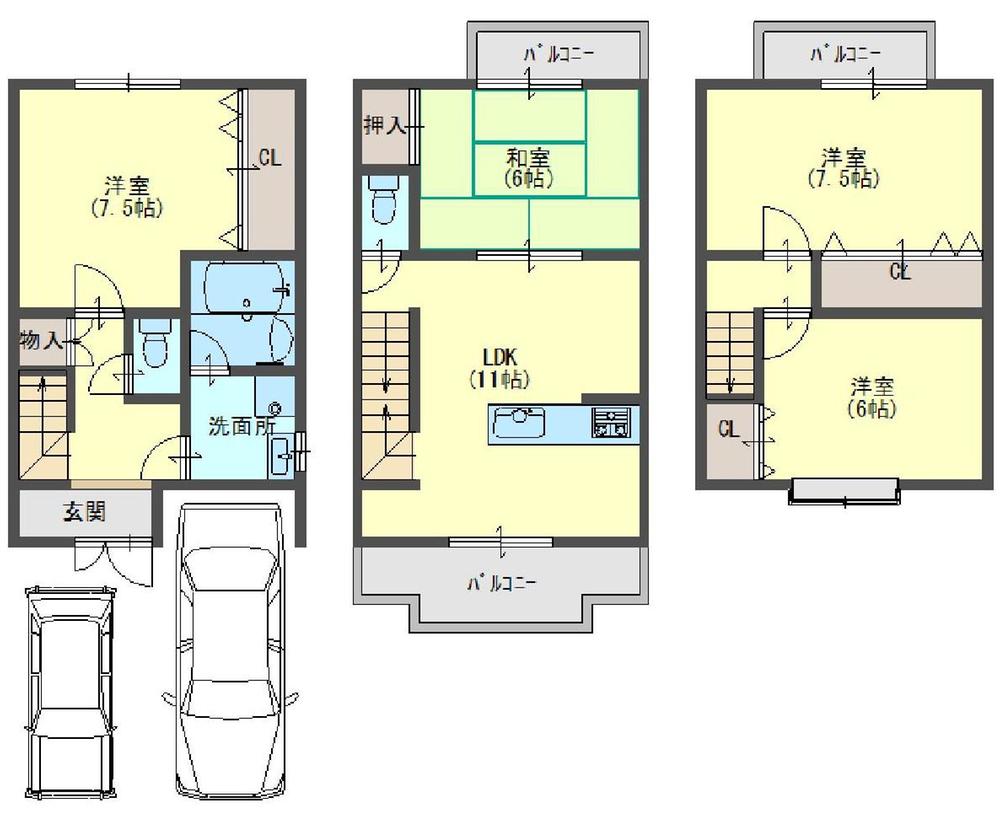 Floor plan. 17.2 million yen, 4LDK, Land area 58.52 sq m , Building area 89.03 sq m