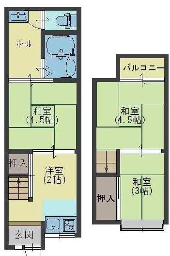 Floor plan. 4.4 million yen, 3DK, Land area 32.72 sq m , Building area 35.2 sq m