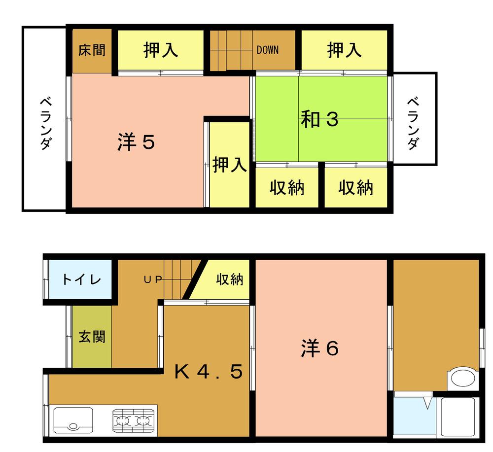 Floor plan. 6.3 million yen, 3K, Land area 48.29 sq m , Building area 46.97 sq m