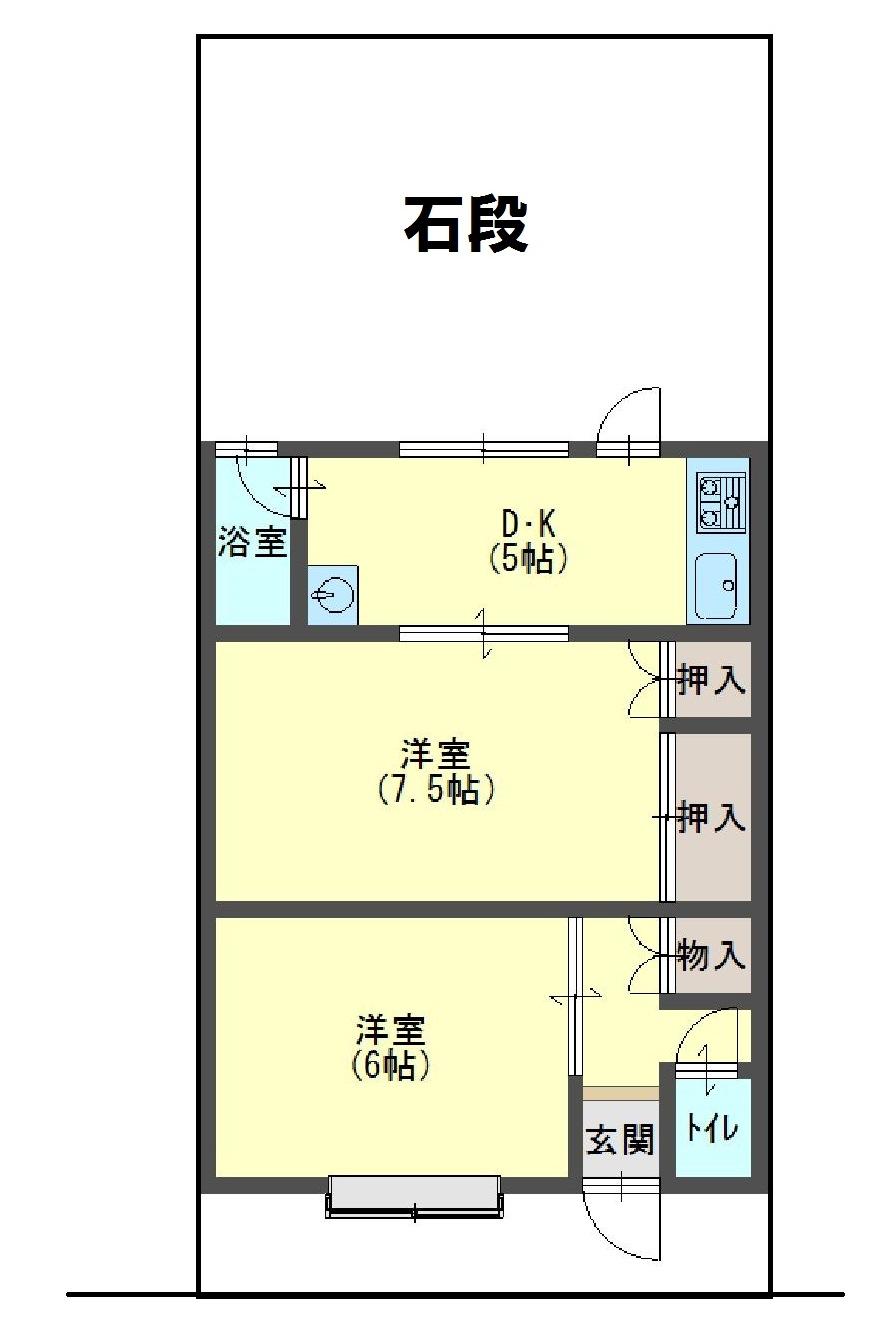Floor plan. 5 million yen, 2DK, Land area 76.68 sq m , Building area 32.01 sq m