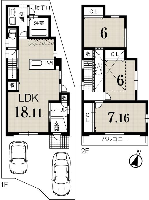Floor plan. (No. 3 locations), Price 25,950,000 yen, 3LDK, Land area 91.46 sq m , Building area 91.09 sq m