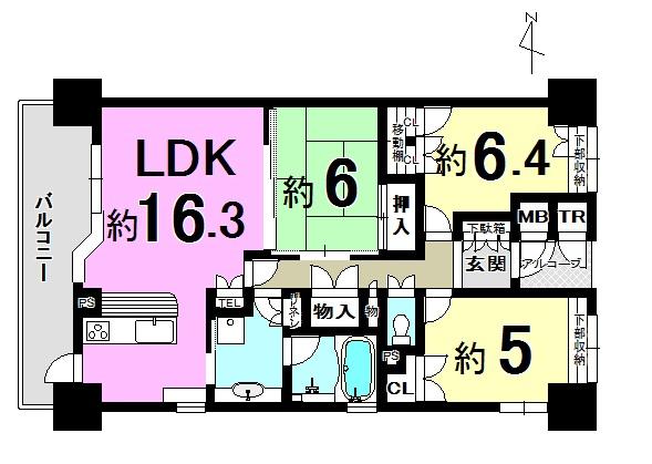 Floor plan. 3LDK, Price 29,800,000 yen, Occupied area 76.06 sq m , Balcony area 12.05 sq m floor plan