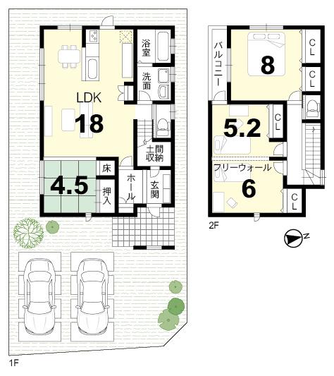 Building plan example (Perth ・ Introspection). Building plan example (D No. land) Building Price 17,010,000 yen, Building area 102.26 sq m