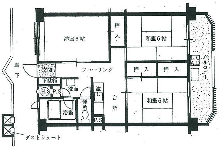 Floor plan. 3K, Price 6.6 million yen, Occupied area 51.98 sq m , Balcony area 8 sq m