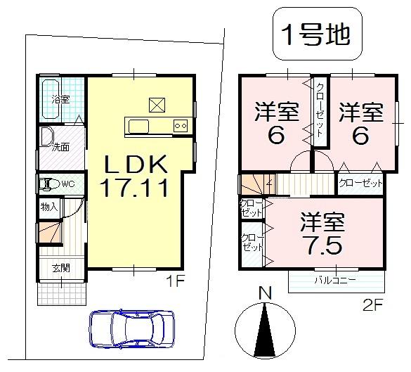 Floor plan. 24.5 million yen, 3LDK, Land area 69.12 sq m , Building area 82.08 sq m