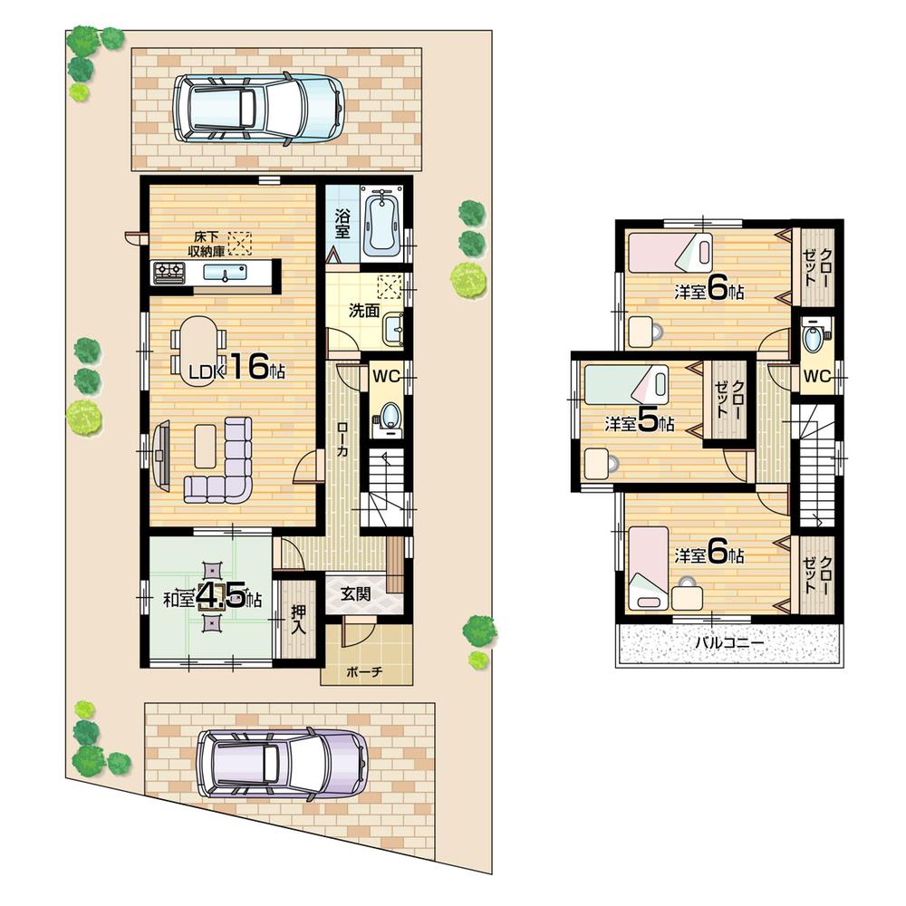 Floor plan. 25,800,000 yen, 4LDK, Land area 130.59 sq m , Building area 92.73 sq m