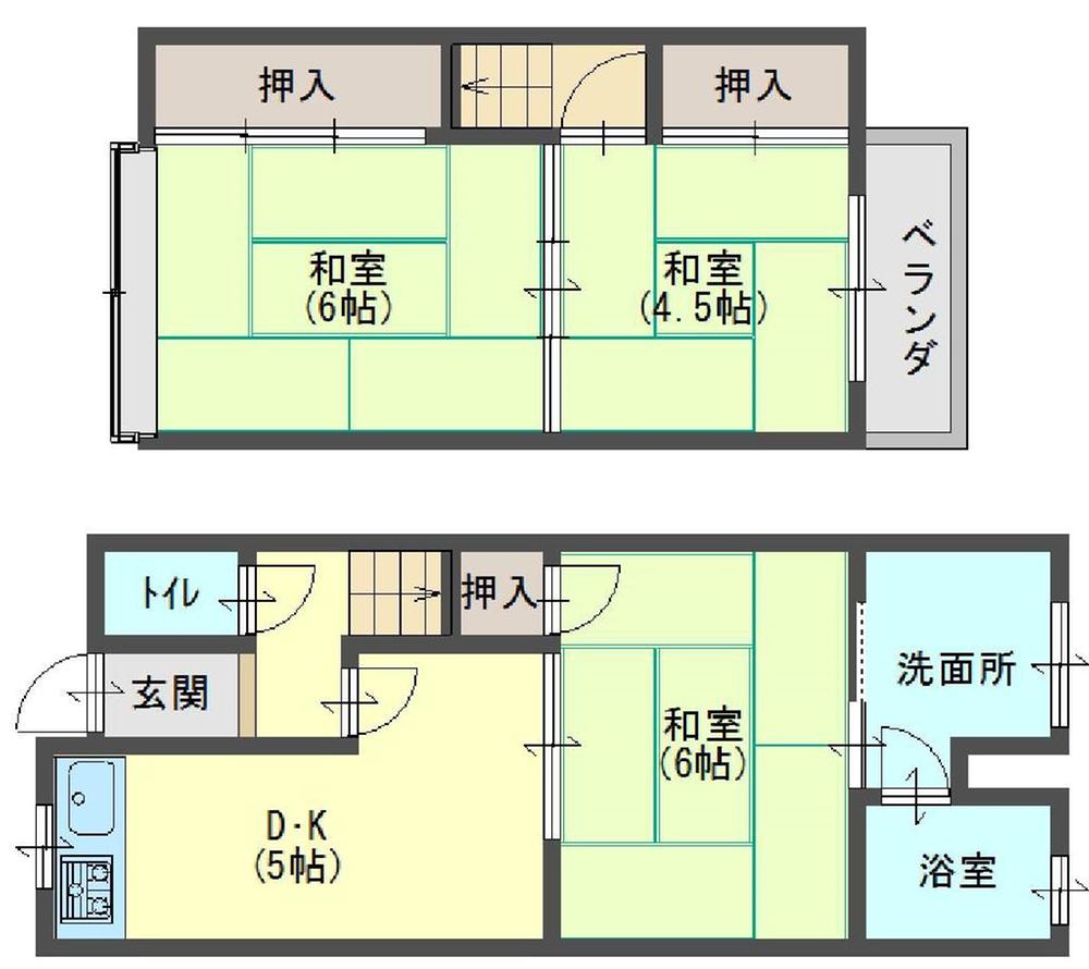 Floor plan. 4.9 million yen, 3DK, Land area 37 sq m , Building area 49.81 sq m
