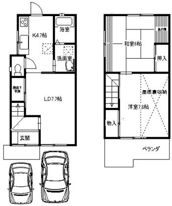Floor plan. 13.8 million yen, 2LDK, Land area 66.78 sq m , Building area 62.03 sq m
