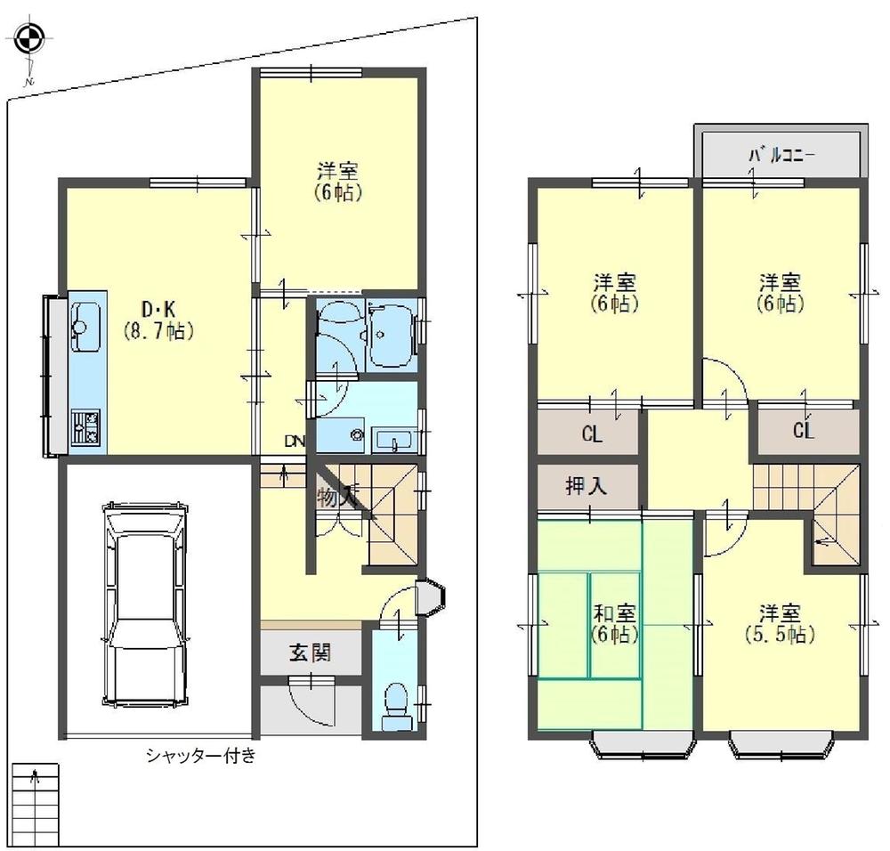 Floor plan. 12.8 million yen, 5DK, Land area 88.89 sq m , Building area 104.49 sq m