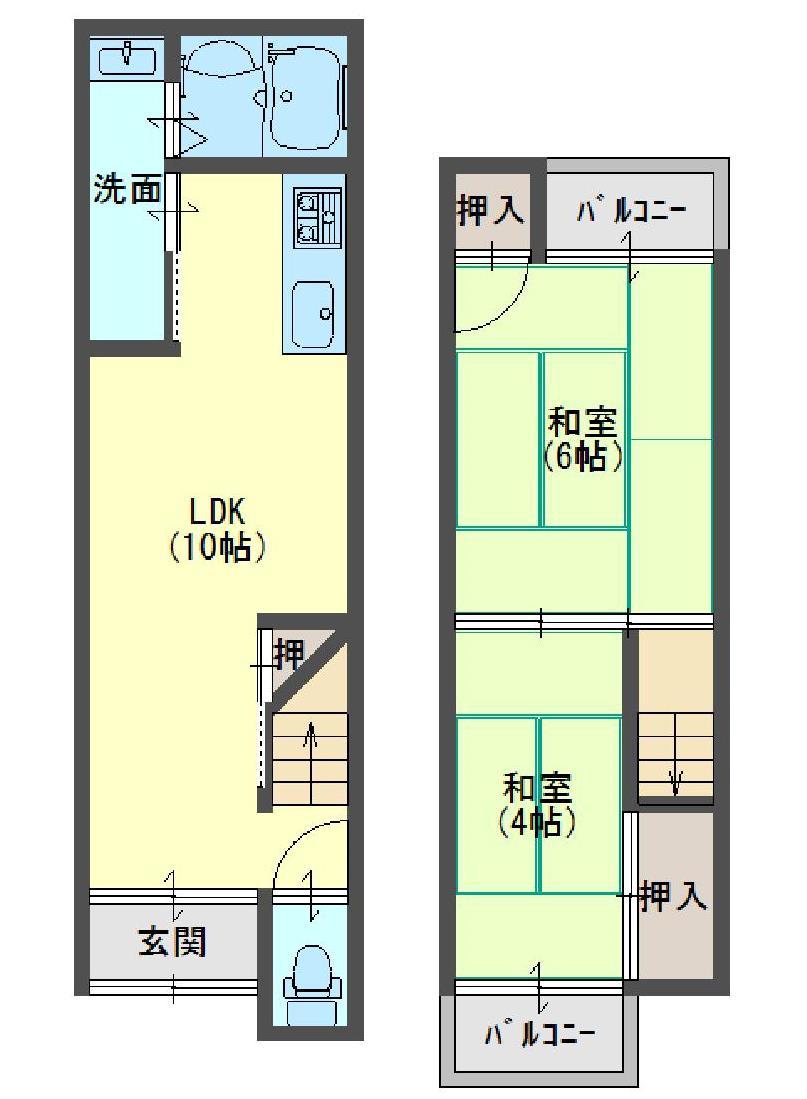 Floor plan. 4.5 million yen, 2LDK, Land area 39.56 sq m , Building area 43.2 sq m is a ready-to-move-in